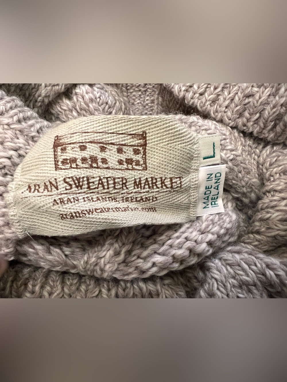 ARAN SWEATER MARKET Super Soft Chunky Cable Cowl Neck Sweater Lg Toasted Oat - Picture 8 of 10